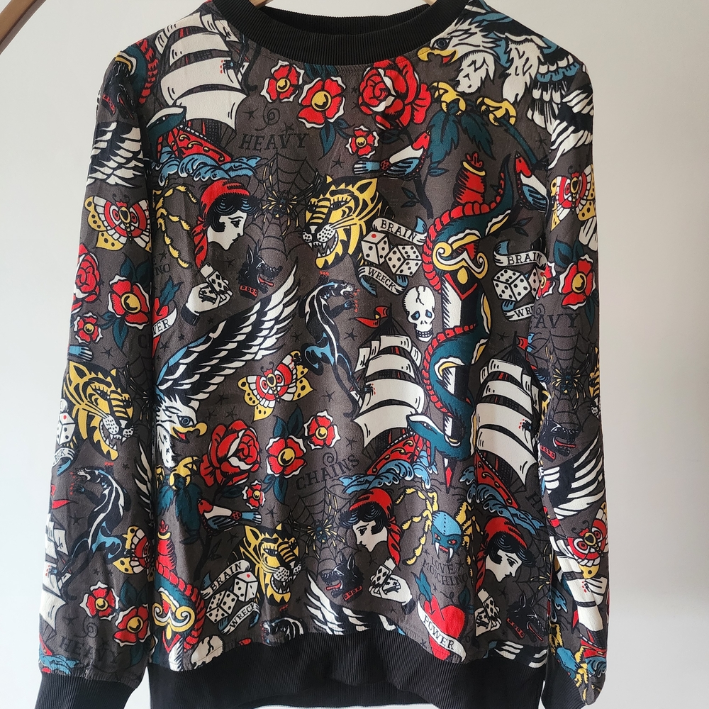 Moschino Women's Tattoo Art Crewneck Sweater - Black and Red